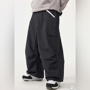 Black Gsou Snow Baggy Cargo Snowboard Pants Unisex ski wide leg Med NEW NWT